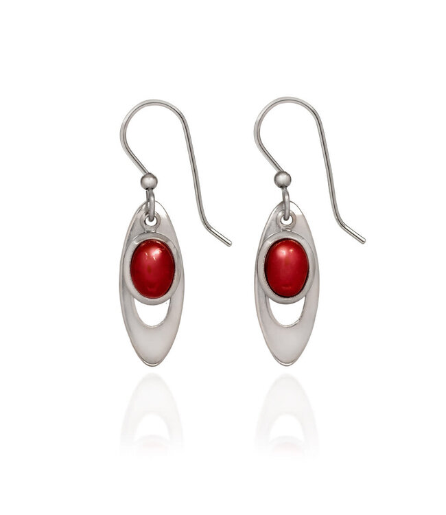 SILVER FOREST Open Long Oval with Cabochon Earrings