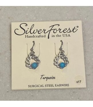 SILVER FOREST Silver Woven Soft Triangle with Cabochon Earrings