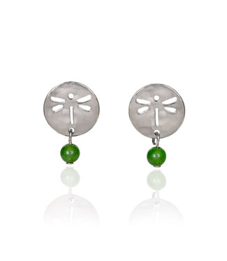 SILVER FOREST Silver Dragonfly & Bead Drop Earrings