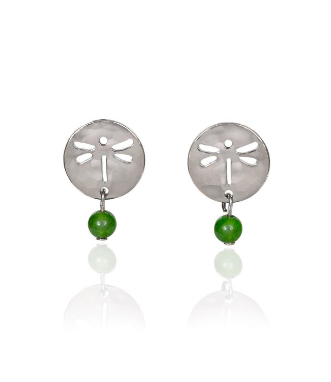 SILVER FOREST Silver Dragonfly & Bead Drop Earrings