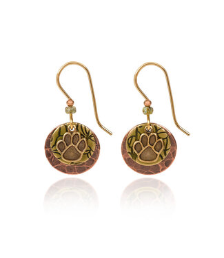 SILVER FOREST Paw Print on Layered Round Earrings