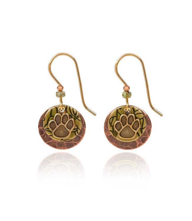 SILVER FOREST Paw Print on Layered Round Earrings