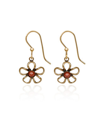SILVER FOREST Open Wirey Flower with Cabochon Earrings