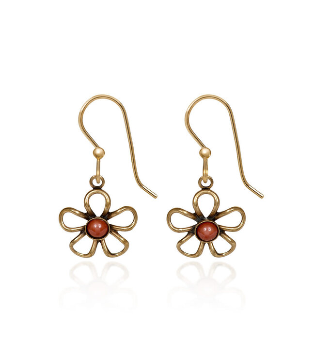 SILVER FOREST Open Wirey Flower with Cabochon Earrings