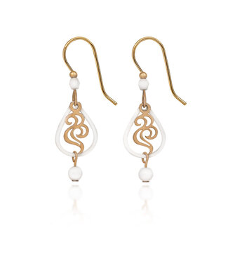 SILVER FOREST Tear with Swirl & Drop White Earrings