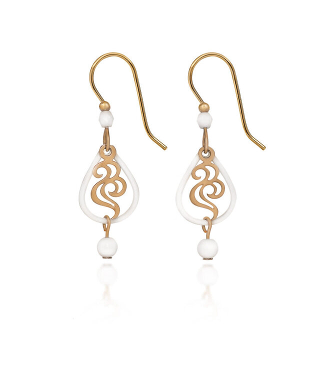 SILVER FOREST Tear with Swirl & Drop White Earrings