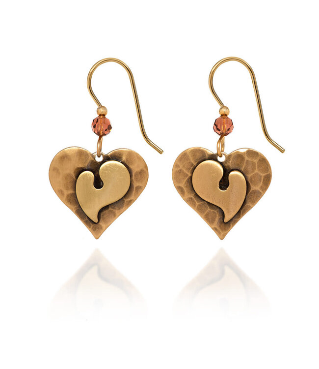 SILVER FOREST Heart on Heart with Bead Earrings