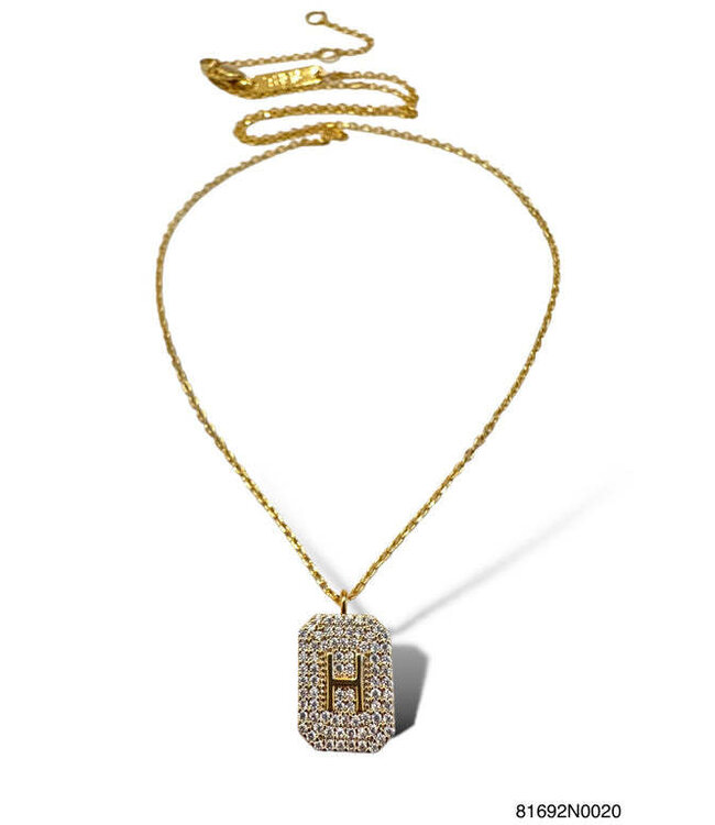 THEIA JEWELRY Initial Pave Tag Necklace Gold