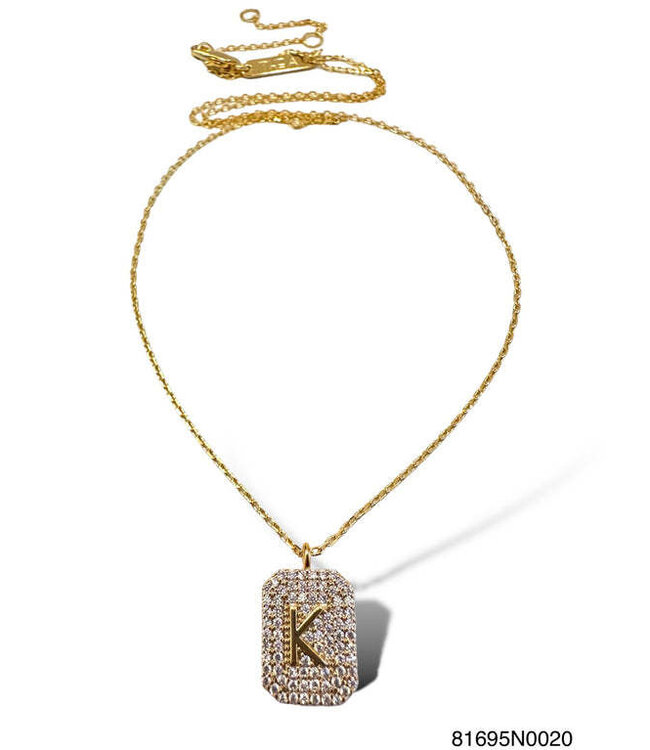 THEIA JEWELRY Initial Pave Tag Necklace Gold