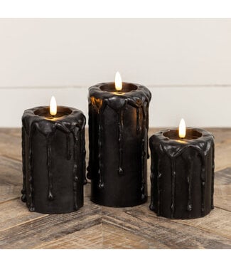 Black 3D Flame Pillar Candle