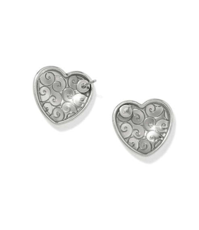 BRIGHTON Trianon Heart Small Silver Post Earrings
