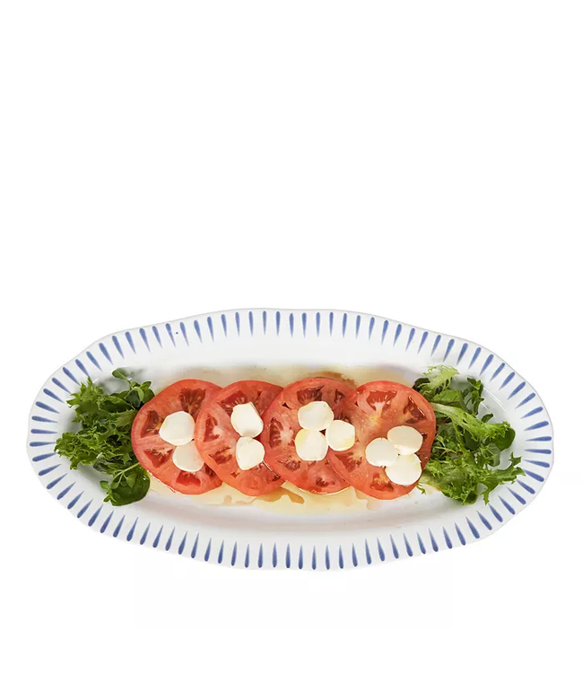 JULISKA Sitio Stripe 15" Hostess Tray - Delft Blue