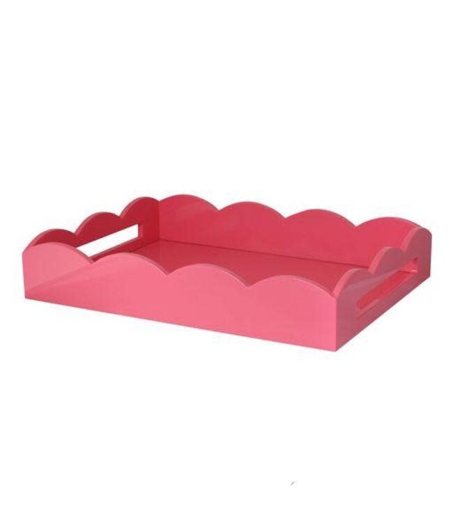 ADDISON ROSS Pink Medium Lacquered Scallop Serving Tray