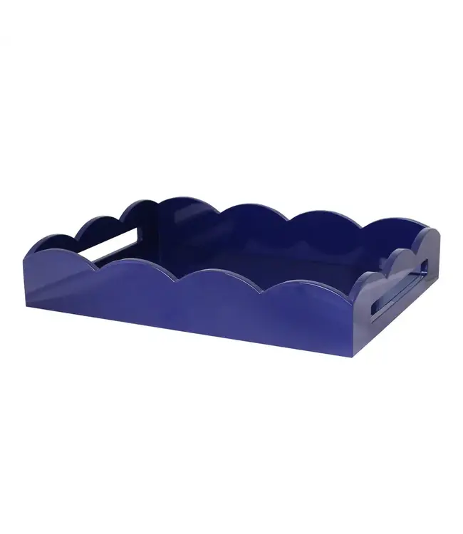 ADDISON ROSS Navy Medium lacquered Scallop Serving Tray