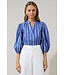 Cheney Beloit Striped Split Neck Top
