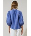 Cheney Beloit Striped Split Neck Top
