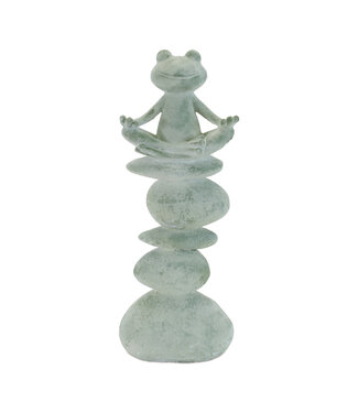 13" Yoga Frog on Rocks Resin
