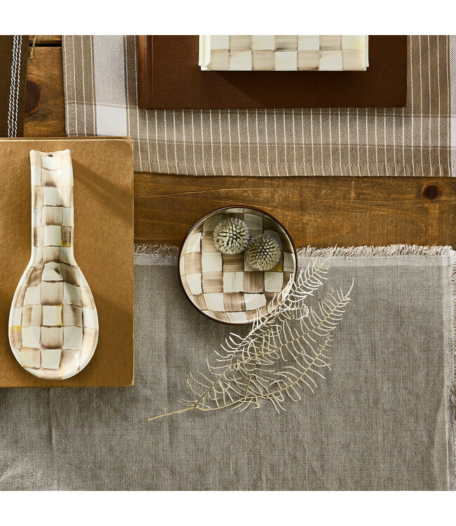 MACKENZIE CHILDS Mocha Check Relish Dish