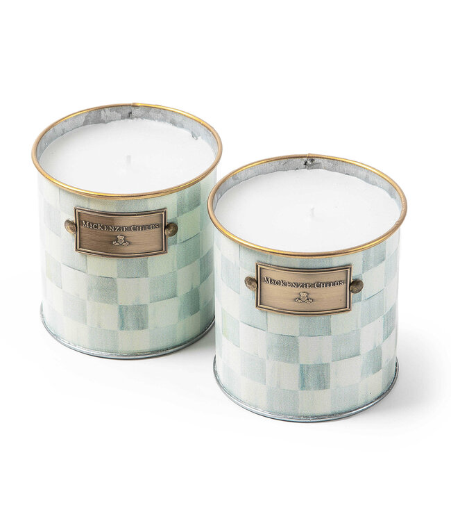 MACKENZIE CHILDS Sterling Check Small Citronella Candles - Sold as Set