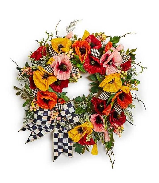 MACKENZIE CHILDS Courtly Poppy 28" Wreath