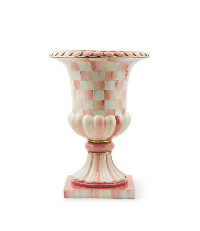 MACKENZIE CHILDS Rosy Check Pedestal Tabletop Urn