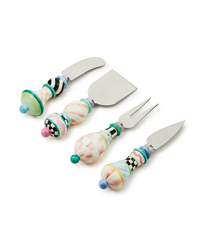 MACKENZIE CHILDS Rosy Meadow Cheese Spreader Set
