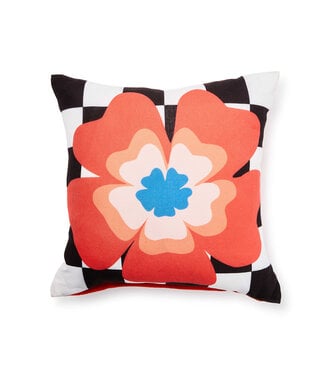 MACKENZIE CHILDS Dolce Vita Outdoor Red Flower Throw Pillow