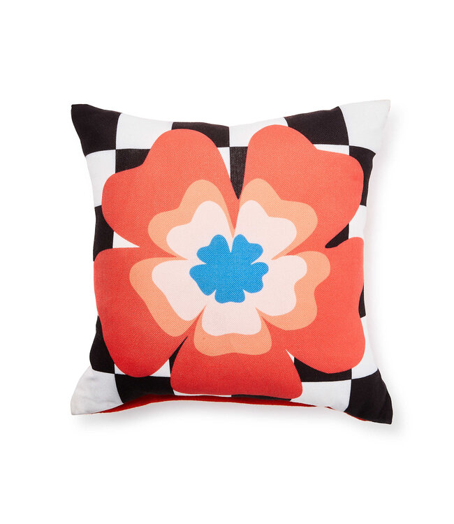MACKENZIE CHILDS Dolce Vita Outdoor Red Flower Throw Pillow