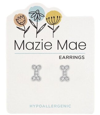 Silver CZ Dog Bone Stud Mazie Mae Earring