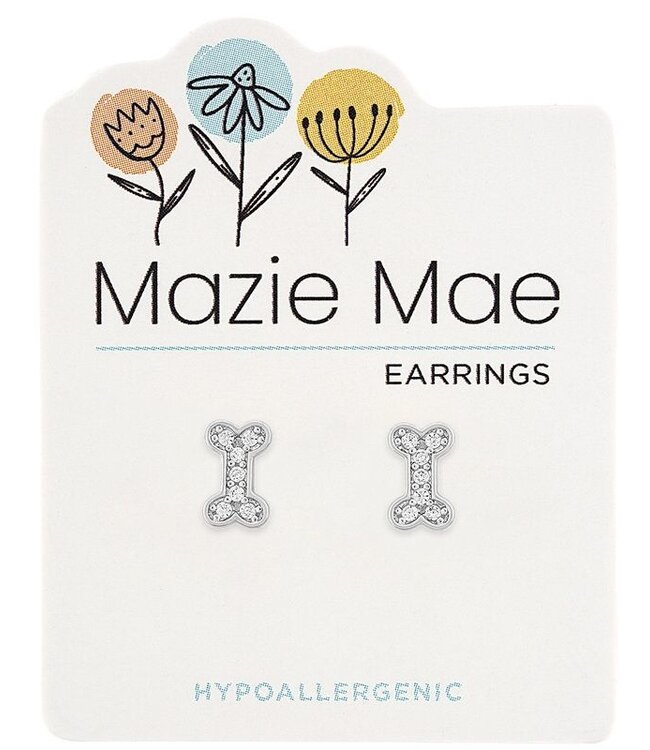 Silver CZ Dog Bone Stud Mazie Mae Earring