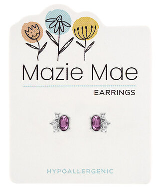 Silver Light Amethyst Oval Cluster Stud Mazie Mae Earring