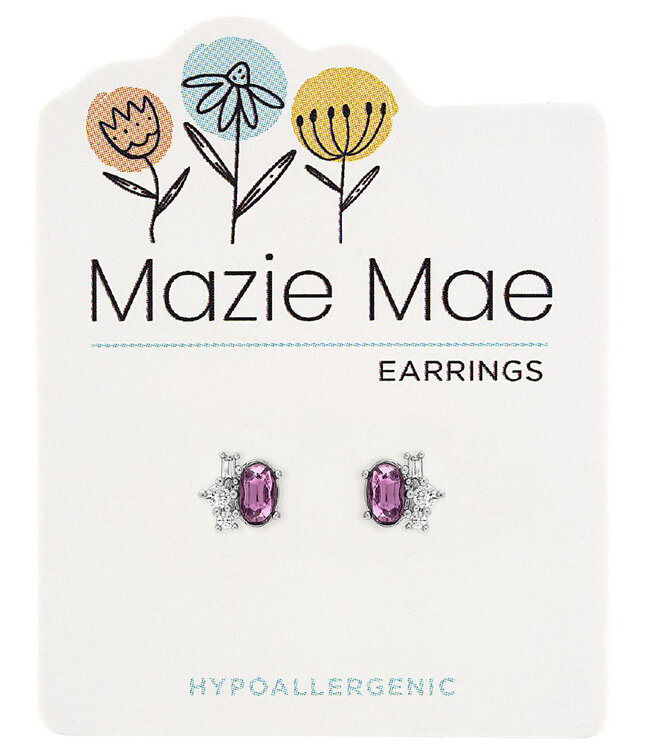 Silver Light Amethyst Oval Cluster Stud Mazie Mae Earring
