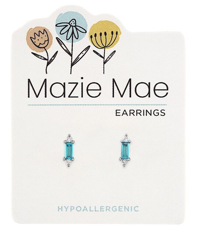 Silver Aquamarine Solitaire Stud Mazie Mae Earring
