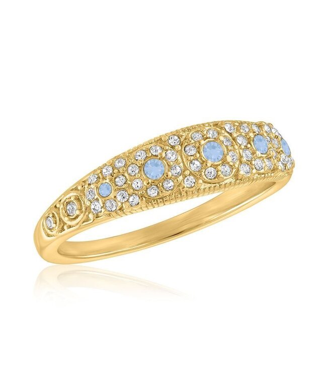 Vintage Detailed CZ Gold Layers Ring