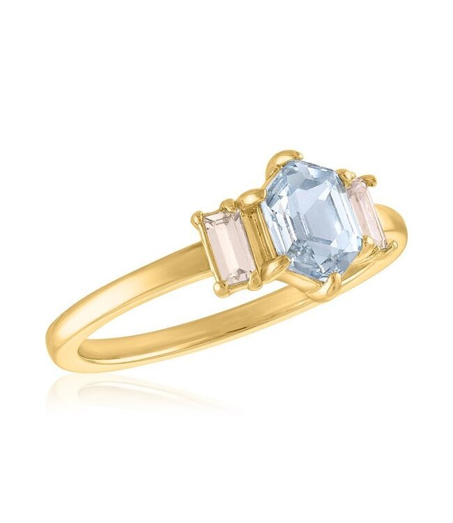 Hexagon Step Cut Gold Layers Ring