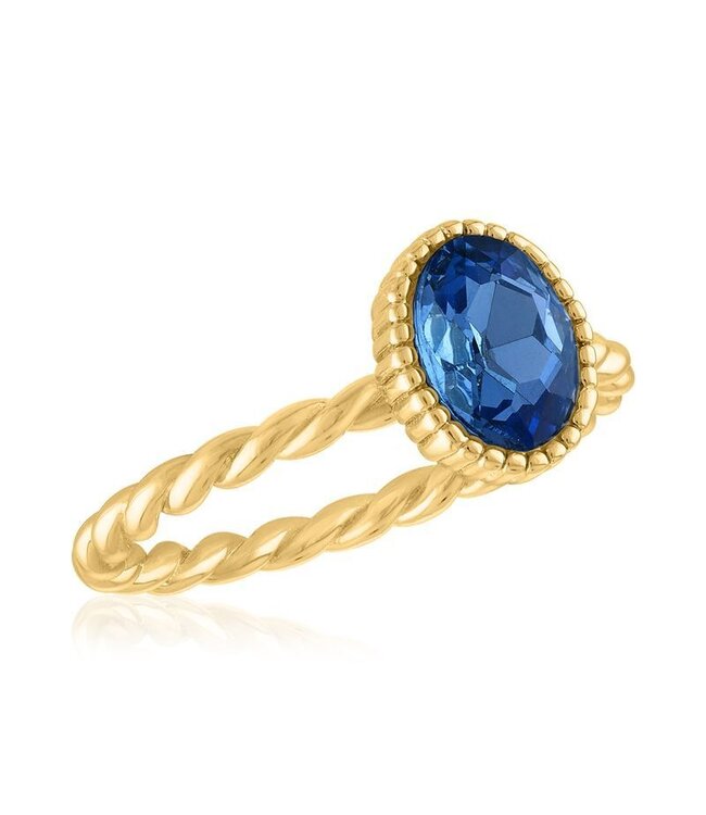Light Sapphire Oval Gold Layers Ring