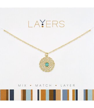 Gold Pacific Opal & Delicate Mesh Layers Necklace