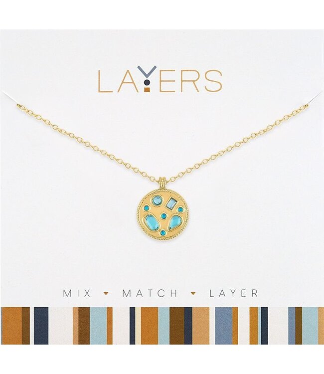 Gold Aquamarine Gemstones Layers Necklace