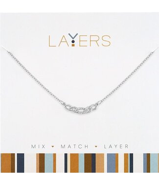 Silver Interlocking Curb Link Layers Necklace
