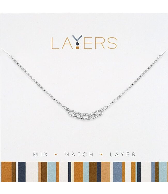 Silver Interlocking Curb Link Layers Necklace