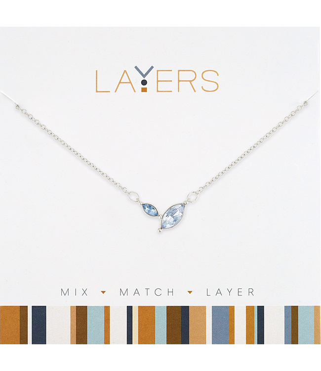 Silver Double Sapphire Marquis Layers Necklace