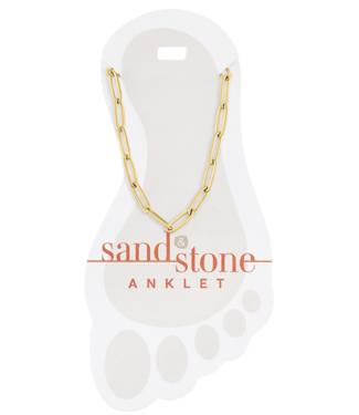 Gold Paperclip Sand & Stone Anklet