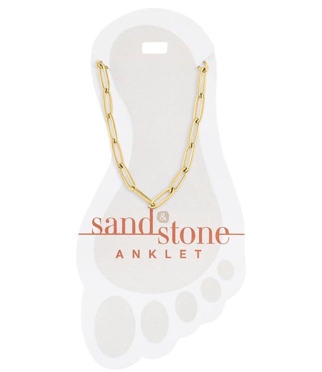 Gold Paperclip Sand & Stone Anklet