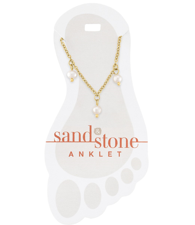 Gold Multi-Pearl Dangle Sand & Stone Anklet