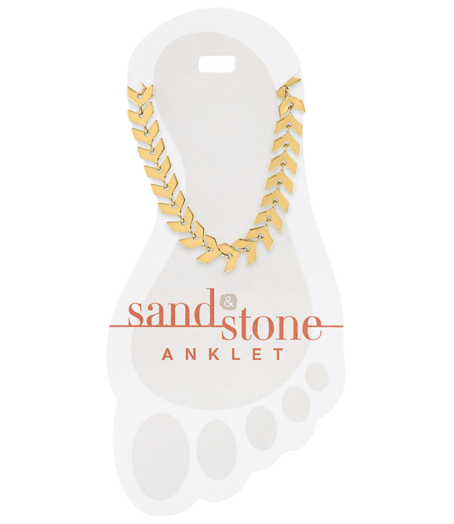 Gold Chevron Chain Sand & Stone Anklet