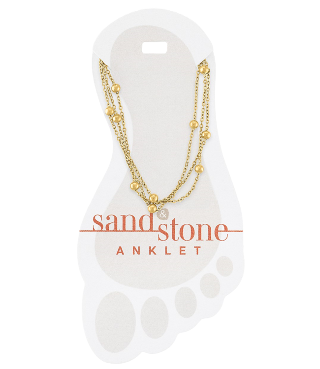 Gold Multi-Strand Sand & Stone Anklet