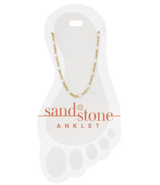 Gold Petite White Beaded Chain Sand & Stone Anklet