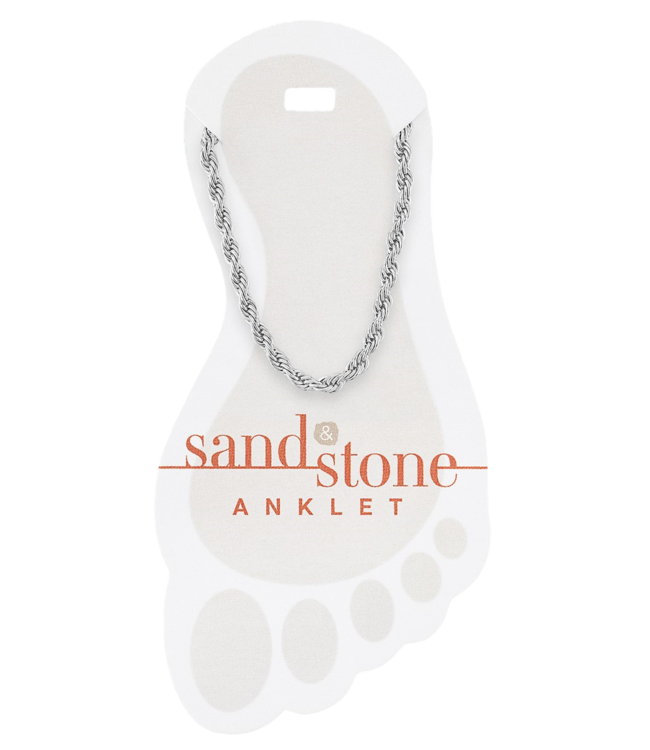 Silver Rope Chain Sand & Stone Anklet