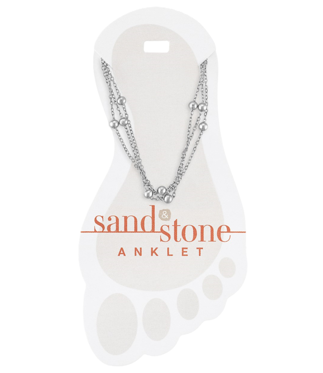 Silver Multi-Strand Sand & Stone Anklet