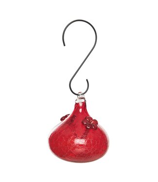 Glass Red Drop Hummingbird Feeder